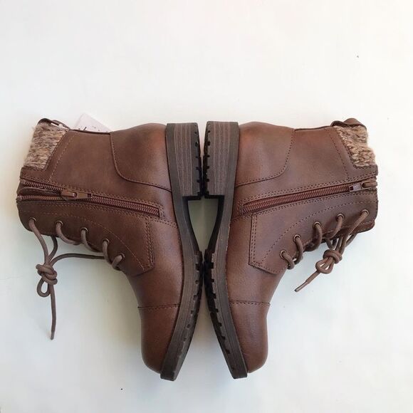 Joe Fresh NWT brown faux leather/zipper lace up boots size 3 youth - Picture 2 of 8